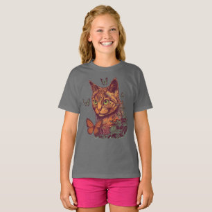 Cat with Monarch Butterflies T-Shirt