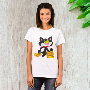 Cat With Money Womens T-Shirt