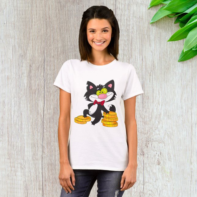 Cat With Money Womens T-Shirt (Creator Uploaded)