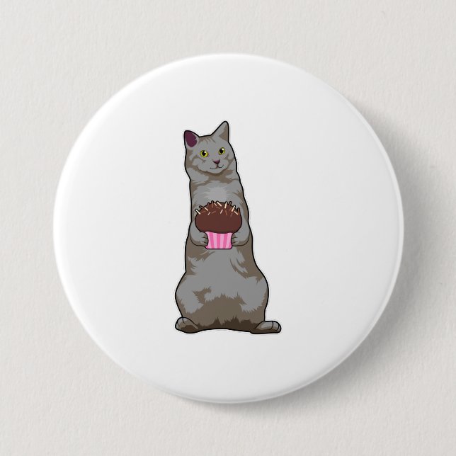 Cat with Muffin 7.5 Cm Round Badge (Front)