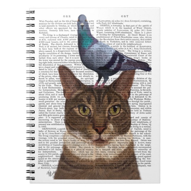 Cat with Pigeon on Head Notebook (Front)