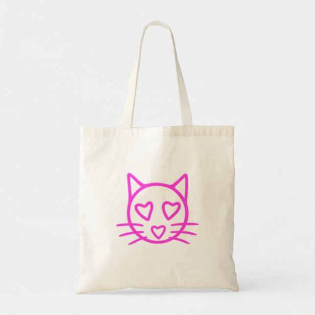 Cat with pink hearts tote bag (Front)