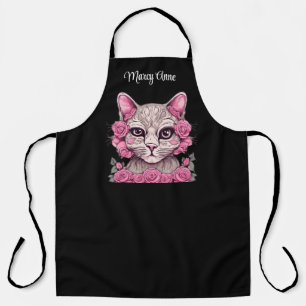 Cat with Pink Roses Apron