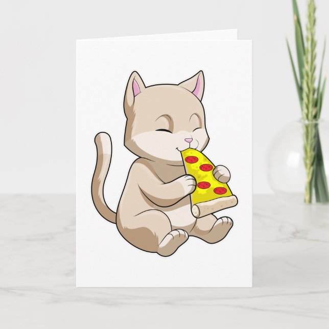 Cat with Pizza Card (Front)