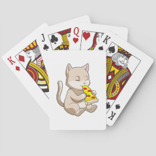 Cat with Pizza Playing Cards