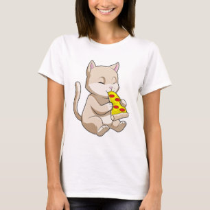 Cat with Pizza T-Shirt