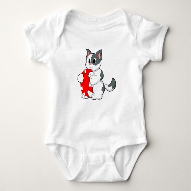 Cat with Poker chip Baby Bodysuit (Front)