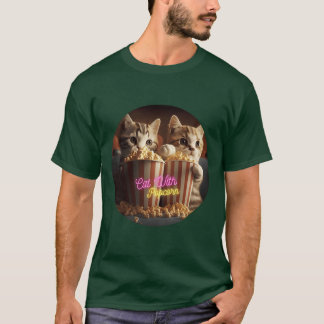 Cat with Popcorn friend T-Shirt