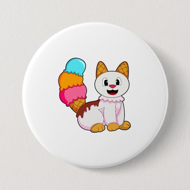 Cat with Popsicle 7.5 Cm Round Badge (Front)