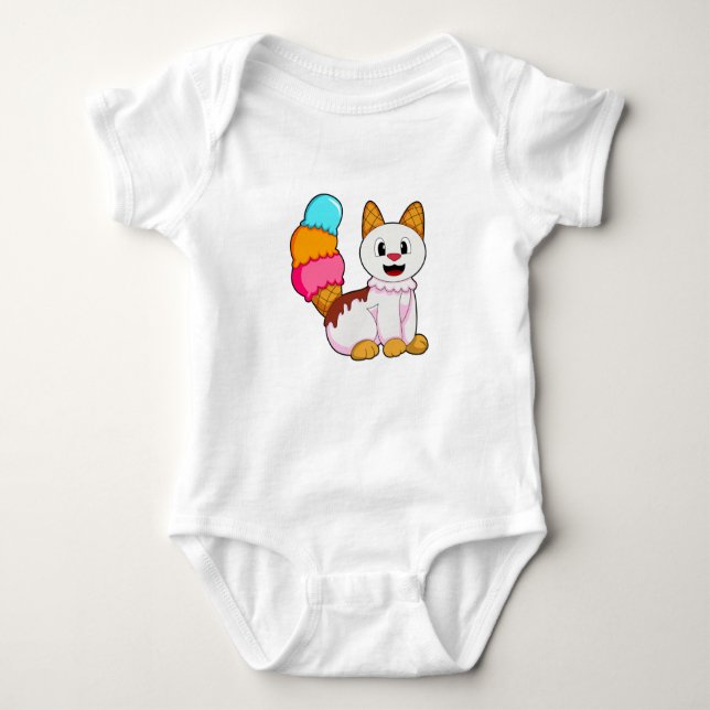 Cat with Popsicle Baby Bodysuit (Front)