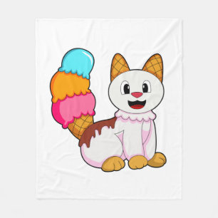 Cat with Popsicle Fleece Blanket