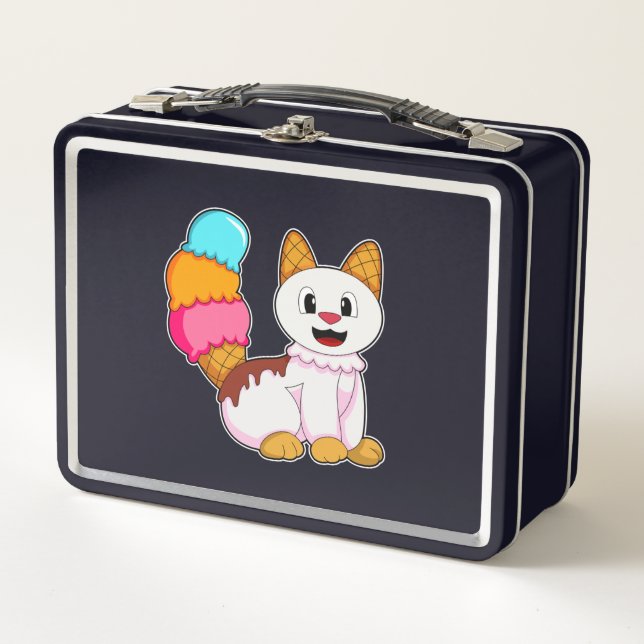 Cat with Popsicle Metal Lunch Box (Front)