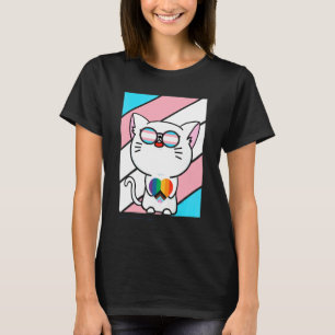 Cat With Pride Transgender Heart Flag Lgbtq Proud T-Shirt