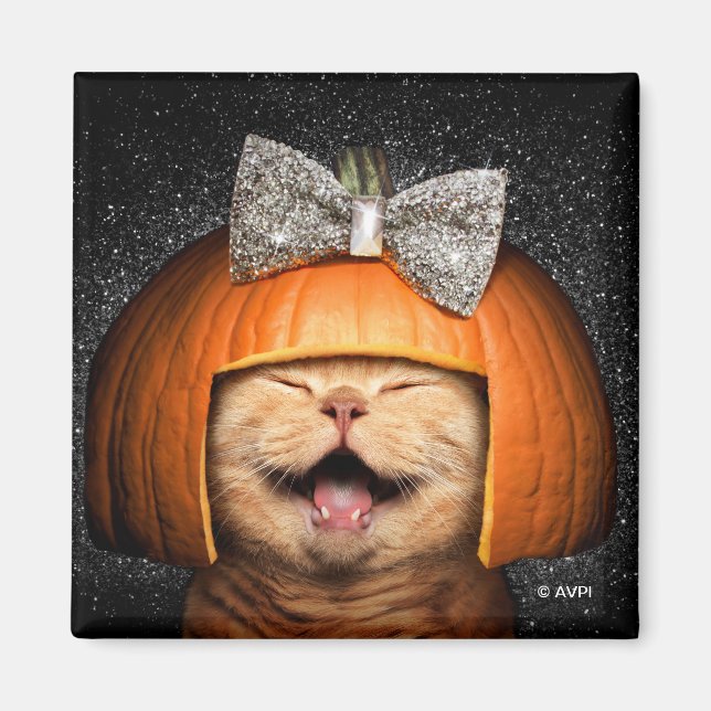 Cat With Pumpkin Hair Magnet (Front)