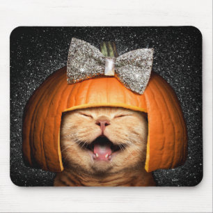 Cat With Pumpkin Hair Mouse Pad