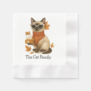 Cat with Pumpkin Pie for Thanksgiving Party  Napkin