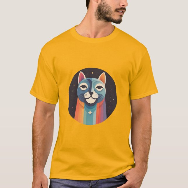 Cat with Rainbow Aura T-Shirt (Front)