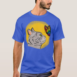 Cat with Rainbow Butterfly T-Shirt