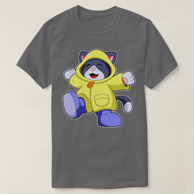 Cat with Raincoat T-Shirt (Design Front)