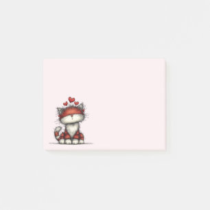 Cat with Red Love Hearts Cute and Funny Post-it Notes