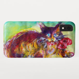 CAT WITH RED RIBBON AND SUNFLOWERS Case-Mate iPhone CASE