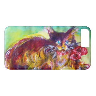CAT WITH RED RIBBON AND SUNFLOWERS Case-Mate iPhone CASE