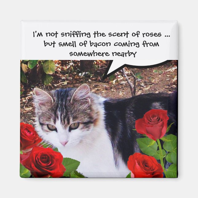 CAT WITH RED ROSES MAGNET (Front)