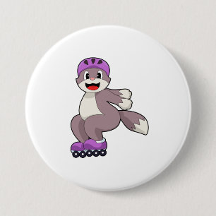 Cat with Roller skates 7.5 Cm Round Badge