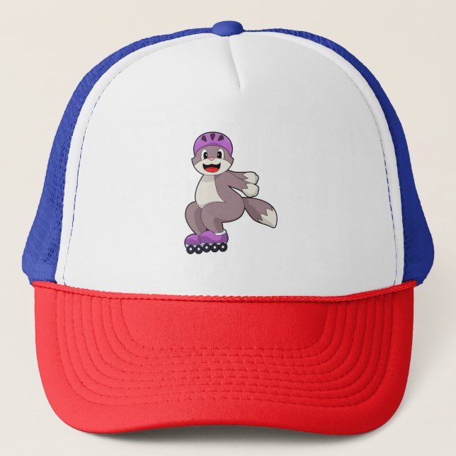 Cat with Roller skates Trucker Hat (Front)