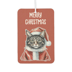 Cat With Santa Claus Outfit - Christmas 1 Car Air Freshener