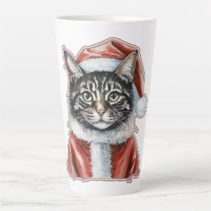 Cat With Santa Claus Outfit - Christmas - Fan Fun Latte Mug