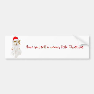 Cat with Santa's Hat Bumper Sticker