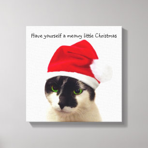 Cat with Santa's Hat Canvas Print