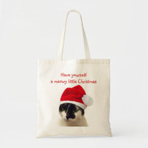Cat with Santa's Hat Tote Bag