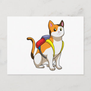 Cat with Satchel Postcard