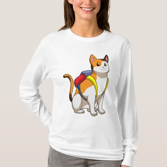 Cat with Satchel T-Shirt (Front)