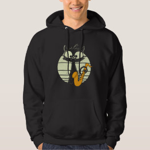 Cat With Saxophone Playing Cat Cute Jazz Cat Hoodie
