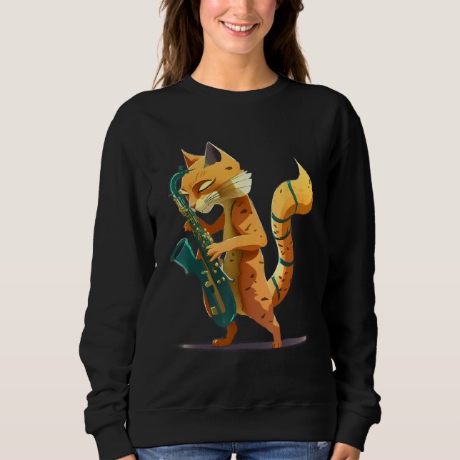 Cat with saxophone sweatshirt (Front)