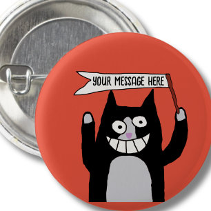 Cat with sign your message tuxedo cats 3 cm round badge
