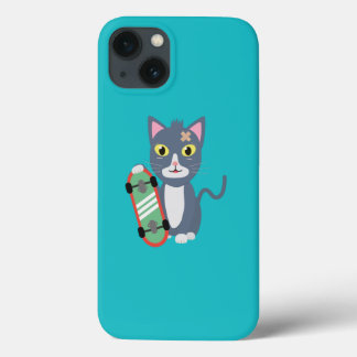 Cat with skateboard iPhone 13 case