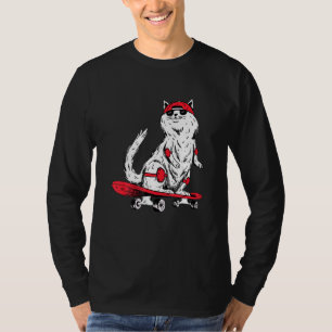 Cat With Skateboard Kitten Skater T-Shirt
