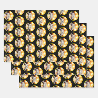 Cat With Sparkler Cupcake Wrapping Paper Sheet
