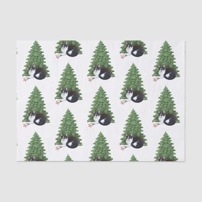 Cat with Star and Tree Tissue Paper (Front)