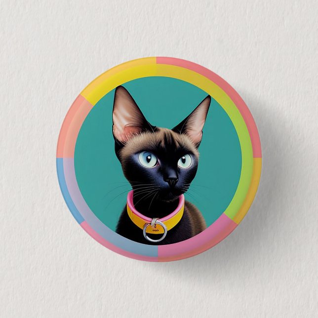 Cat With Striking Eyes by Circular Mirror 3 Cm Round Badge (Front)