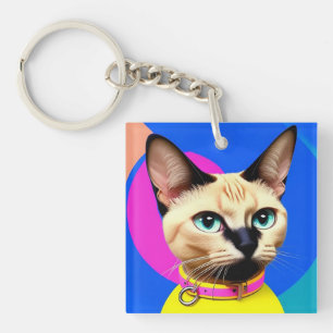 Cat With Striking Eyes Key Ring
