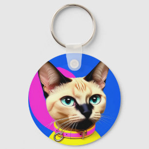Cat With Striking Eyes Key Ring