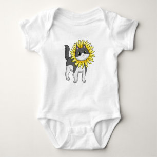 Cat with Sunflower Baby Bodysuit