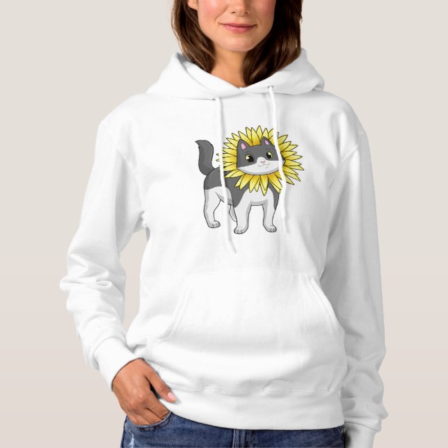 Cat with Sunflower Hoodie (Front)