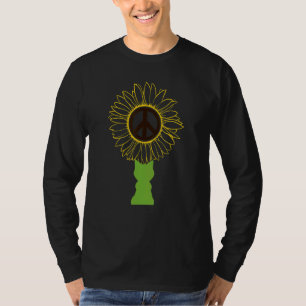 Cat With Sunflower Peace Sign Cats Kittens Animal T-Shirt