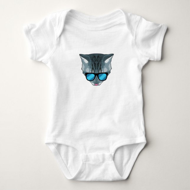 Cat with Sunglasses Baby Bodysuit (Front)
